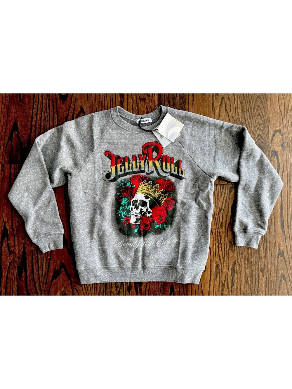 Daydreamer Jelly Roll Beautifully Broken Tour Sweatshirt Women L NWT Gray